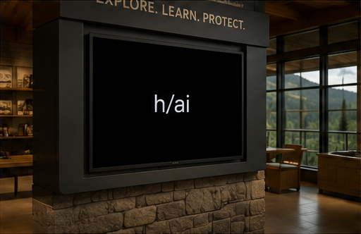 National park visitor center display showing h/ai